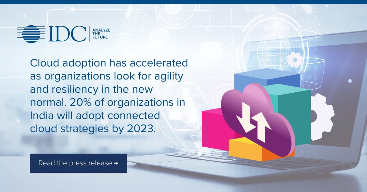 IDCInd's tweet image. IDC releases India #cloud ☁ predictions for 2021 and beyond. @rishu_IDC says that businesses will adopt #cloudnativearchitecture to cater to the customer and end-user demands swiftly → bit.ly/3kfJUB3
#Predictions #digitalinfrastructure