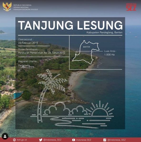 Adm_KEK_TL's tweet photo. Hari ini, 9 tahun yang lalu, ditetapkan KEK Tanjung Lesung, KEK diujung barat pulau jawa yang menyuguhkan pemandangan laut yang memesona dengan beranekaragam aktivitas air. Kaya akan budaya dan kekhasan buffer zone nya, ditambah dengan percepatan pengembangan akses menuju lokasi. https://t.co/i7lVp4DKgU