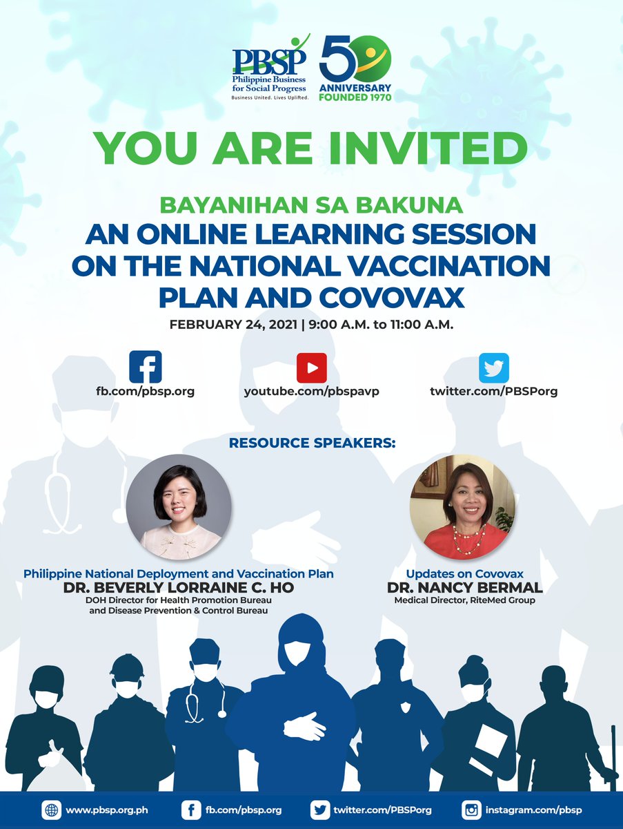 elvinuy's tweet photo. #BayanihanSaBakuna learning session on National Deployment and Vaccination Plan (see https://t.co/JYzmKpUv15) and Covovax tomorrow 9-11am feat. @DOHgovph and RiteMED. Livestream via @PBSPorg.

#UnitedToFightCOVID19 #BeatCOVID19 #COVID19PH #BIDASolusyon #COVID19vaccines https://t.co/Y17jnlOiCm