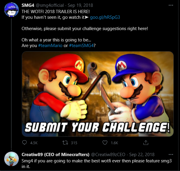 Creatiw89zCEO's tweet image. was going through my old tweets and i realised I might have been the reason that entire shit with SMG3 happened. I'm literally freaking out!!!!