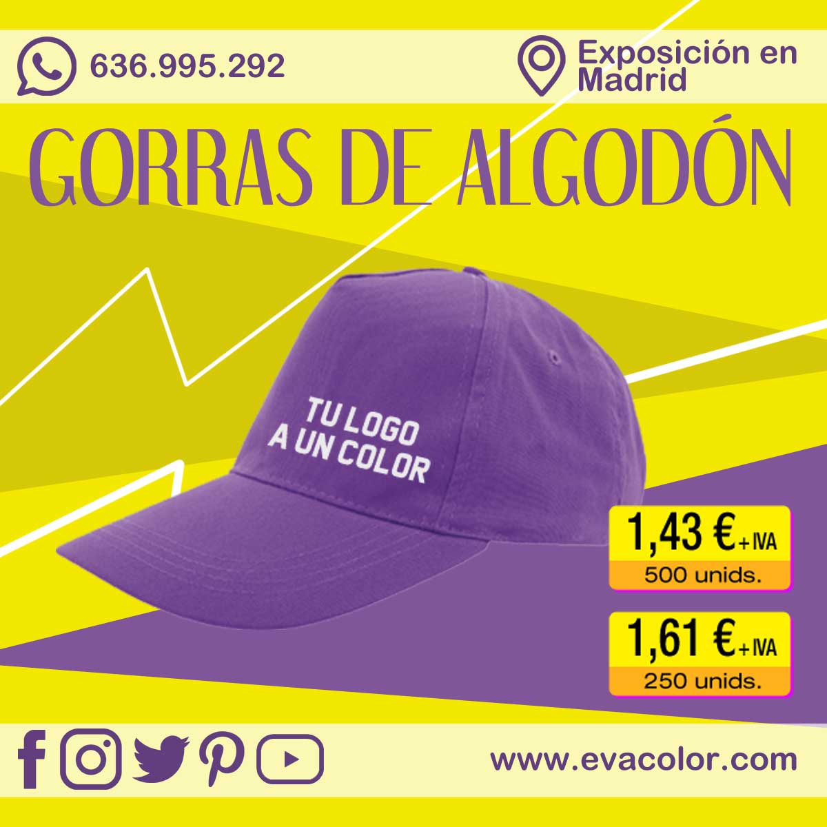 Evacolor on Twitter: "Gorras moradas con logo a un color. https://t.co/Fv3B1RW2BD https://t.co/PShAYYmcch" / Twitter