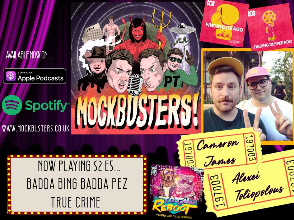 MockbustersPod's tweet photo. NEW EPISODE! This week we’re joined by @iamcameronjames and @ThisisAlexei from the phenomenal #FindingDrago / #FindingDesperado and @TotalRebootPod. This week we’re tackling Investigative Drama! https://t.co/vJQE0qJDim