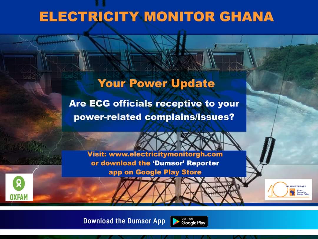 AcepPower's tweet photo. #YourPowerUpdate
Are ECG officials receptive to your power-related complains or issues?
Share your concerns with us at https://t.co/iBvAVXqS9D or download the #dumsorreporter app on Google Play Store.
#energy #efficiency #service
@oxfaminghana @ECGghOfficial https://t.co/pcaj6DDa23
