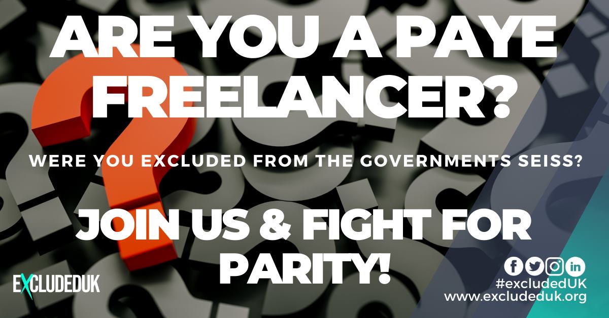 👇If you were a PAYE freelancer who was left behind during a global pandemic then you may very well be #ExcludedUK

Comment below if this sounds like you. RT please.