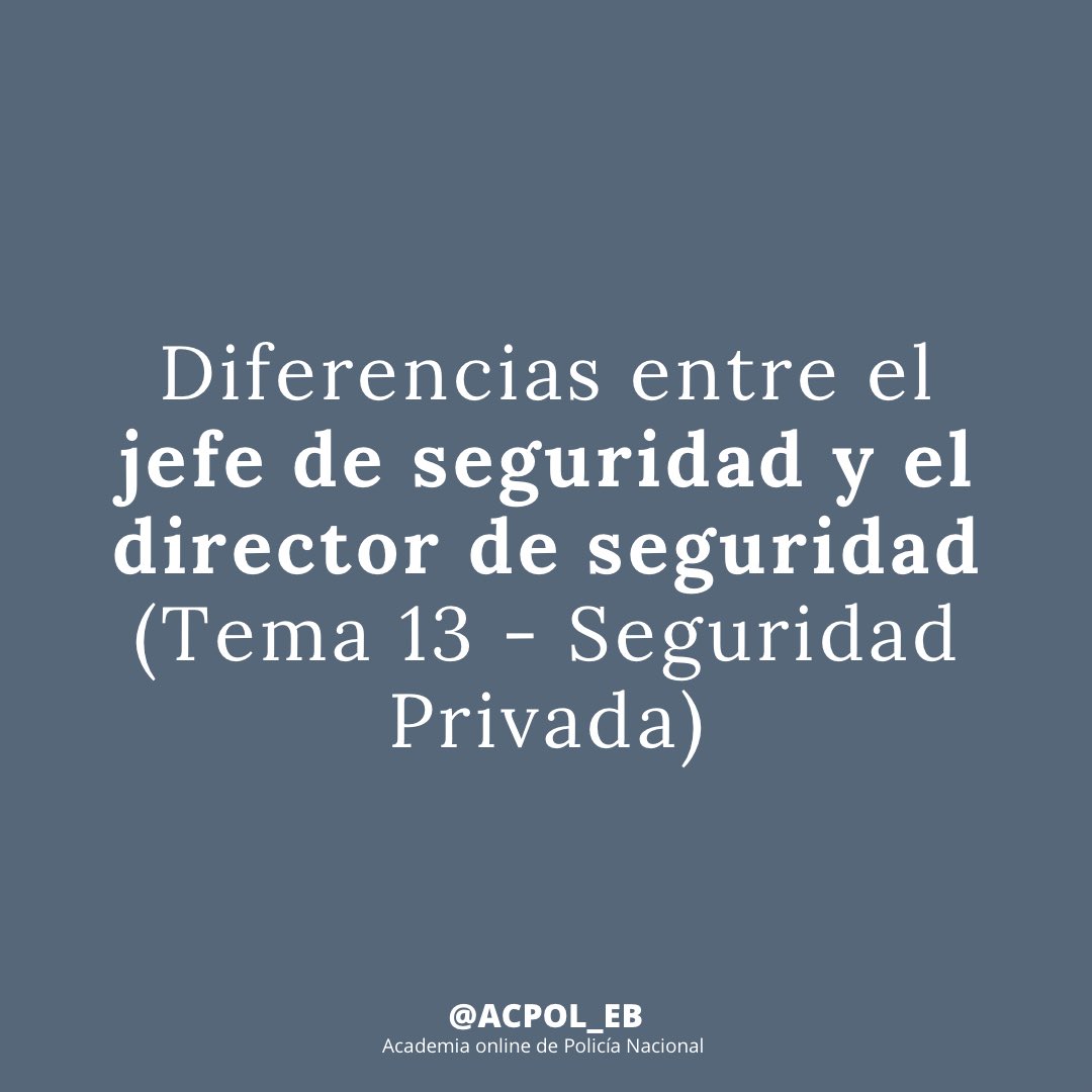 acpol_cnp's tweet photo. JEFE DE SEGURIDAD ⚔️ DIRECTOR DE SEGURIDAD 

Una de las cuestiones más demandadas y fundamentales del Tema 13 (Seguridad privada) son las diferencias entre el Jefe de seguridad y el Director de seguridad.
Con estas asociaciones te resultará más sencillo diferenciarlas.

¡Da RT! https://t.co/LKfkYaKr1y