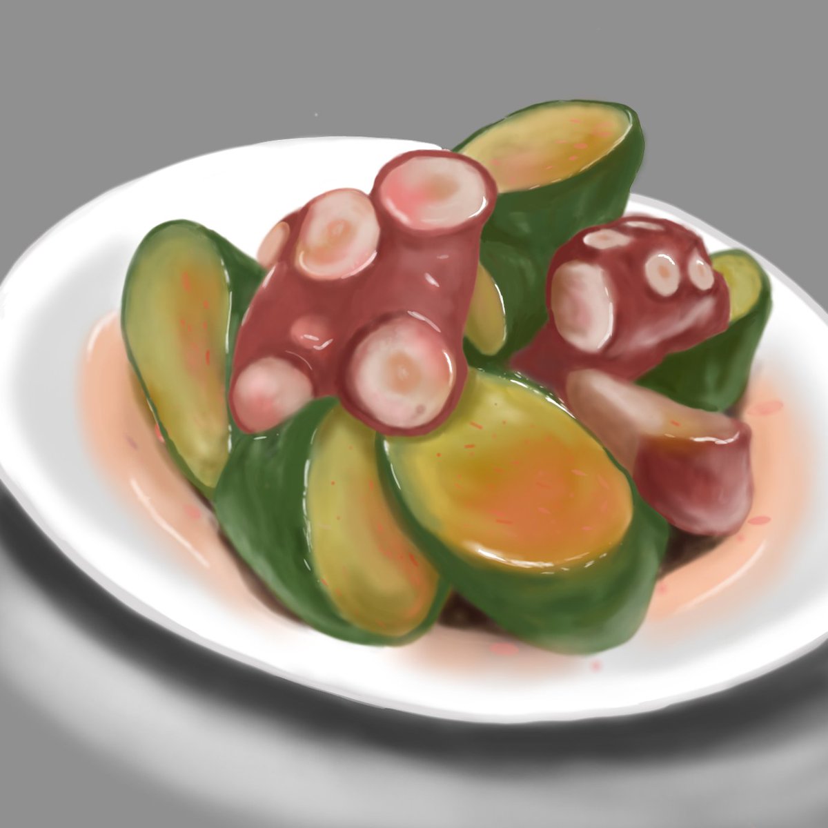 これがあれば何もいらない程の大好物 タコときゅうりのキムチ和え 只今 夕方 ギガマックのイラスト これがあれば何もいらない程の大好物 タコときゅうりのキムチ和え 只今 夕方 ギガマックのイラスト