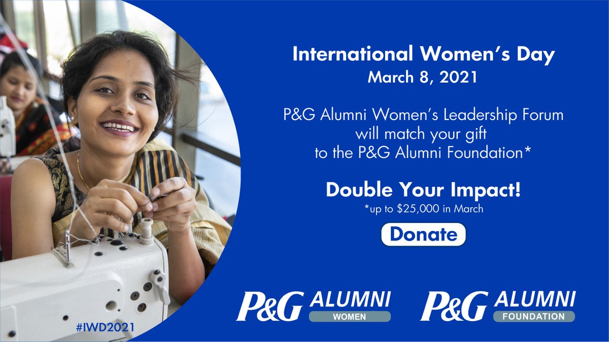 pgalums's tweet photo. Help unlock $25,000! Support the Foundation in providing grants to charities like India’s Aruna Project &amp; expand alumni impact in building economic empowerment. 

DOUBLE* your donation! (*all new/increased gifts up to $25,000 in March) https://t.co/CbDb04zZmP

#IWD2021 #pgalums https://t.co/MIKvutPojx