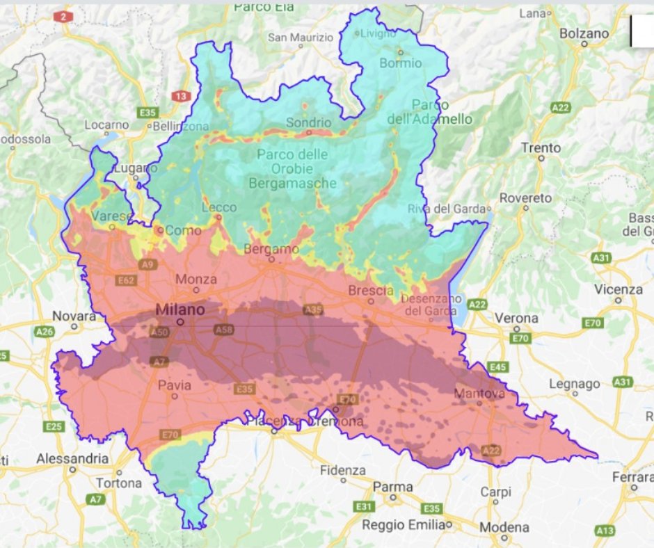 LegambienteLomb's tweet photo. 5 giorni di sforamento dei limiti #polverisottili, scattano le misure antismog: Basta tamponare, necessario il blocco definitivo dei #dieseleuro4 e misure più efficaci contro le emissioni degli allevamenti intensivi
(immagine: il PM 2.5 oggi secondo @arpalombardia @RegLombardia ) https://t.co/apB2TaxV75