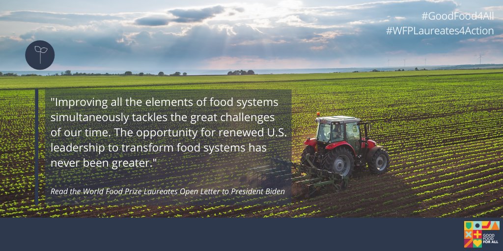 🖨️Hot off the press: Open 📨 Letter from <a href="/WorldFoodPrize/">World Food Prize Foundation</a> Laureates to <a href="/POTUS/">President Donald J. Trump</a>

“The opportunity for renewed US leadership to transform #foodsystems has never been greater” 👉WorldFoodPrize.org/2021LaureatesL… 

#WFPLaureates4Action