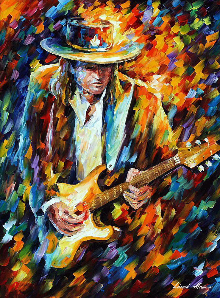 STEVIE RAY VAUGHAN 4 — PALETTE KNIFE Oil Painting On Canvas By Leonid Afremov afremov.com/stevie-ray-vau…