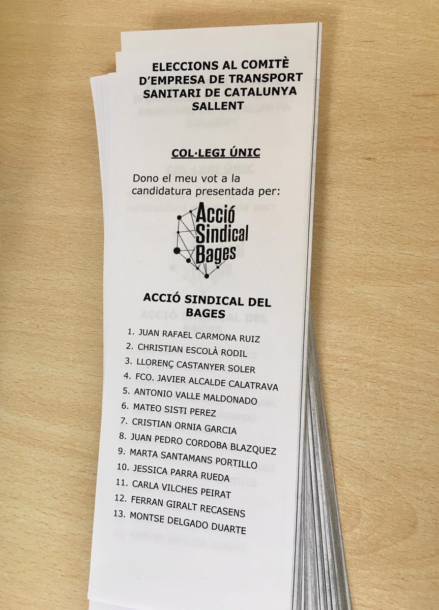 asindicalbages's tweet photo. Avui 💌 *eleccions a TSC*  ✊ 
A plantar cara a la patronal, defensar un transport sanitari de qualitat i amb condicions dignes 🚑 https://t.co/BVAfiNdqn2