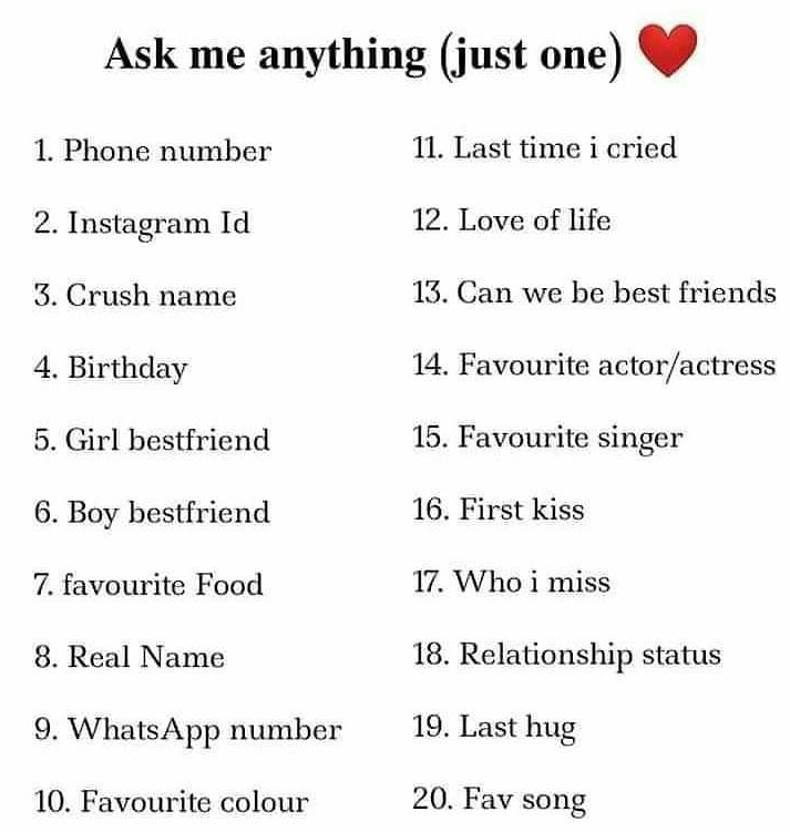 Ask me a number questions