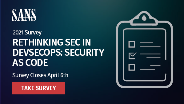 The #DevSecOps Survey is now open! Take a few minutes to take our survey by <a href="/jimrbird/">Jim Bird</a> &amp; @emjohn20 and enter to win a $250 Amazon gift card! sans.org/u/1bgF