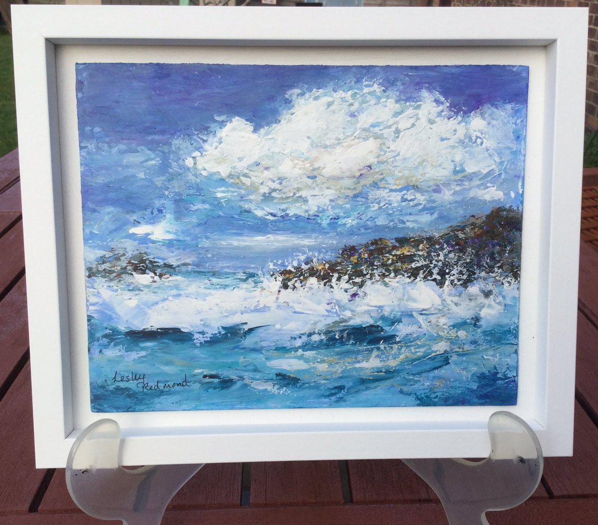 purpleskiesart's tweet photo. My art. Just a small painting of the Cornish sea and rocks this time. Original painting.Acrylic on board. #berkshireartist #readingguildofartists @wokinghamartsociety @wokinghamartstrail https://t.co/l0opVzkji1
