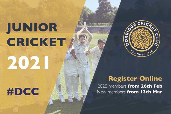 DorridgeCC's tweet photo. #JuniorCricket Details of how to register will be sent by email later this week #DCC #UTR https://t.co/VWG1CAJ4Fd