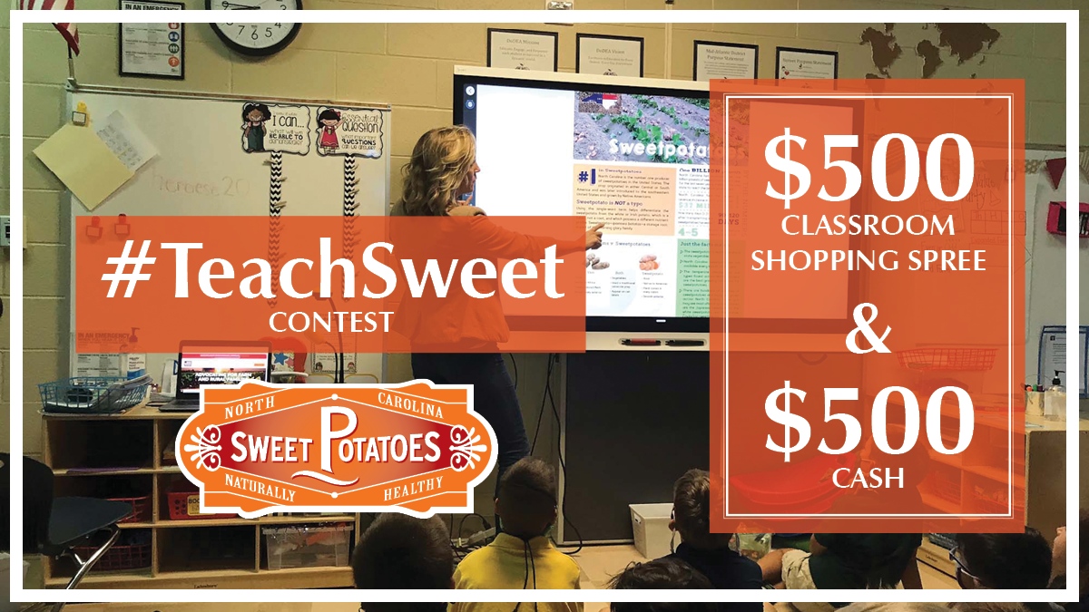 TabletopMediaGp's tweet photo. Teachers! ✏️📚

Have you heard about the NC SweetPotatoes #TeachSweet contest? It's super easy and your students will love learning about sweetpotatoes. All for a chance to win $1000 of prizes! Info: https://t.co/gTfajwhVqd #TabltopTalk #NCSweetpotatoes https://t.co/kQM4sXGmDp