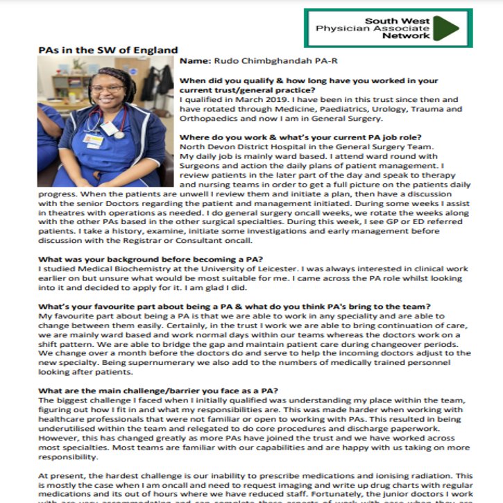 SWPAN (@swpanpas) on Twitter photo 🌟Meet our PAs in the SW of England👏
Meet Rudo, a secondary care PA in Surgery
#PAsinsecondarycare
<a href="/RCSnews/">The Royal College of Surgeons of England</a>
@ndht
Plenty more SW PAs to meet EACH DAY this week in our end of Feb SWPAN special & don't forget to look on our SWPAN website for more 🌟Meet our PAs in the SW of England👏
Meet Rudo, a secondary care PA in Surgery
#PAsinsecondarycare
<a href="/RCSnews/">The Royal College of Surgeons of England</a>
@ndht
Plenty more SW PAs to meet EACH DAY this week in our end of Feb SWPAN special & don't forget to look on our SWPAN website for more