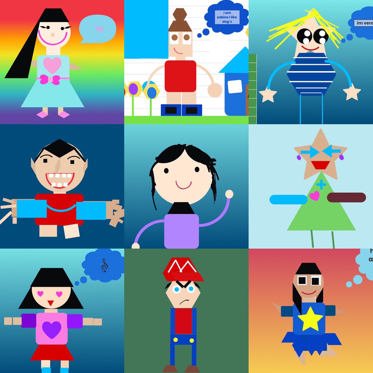 ericagrainger_'s tweet photo. Fun shape self-portraits with Grade 1 in Seesaw @Seesaw #ipaded #artwd #キッズアート #elementaryart https://t.co/5nyMtno5oO