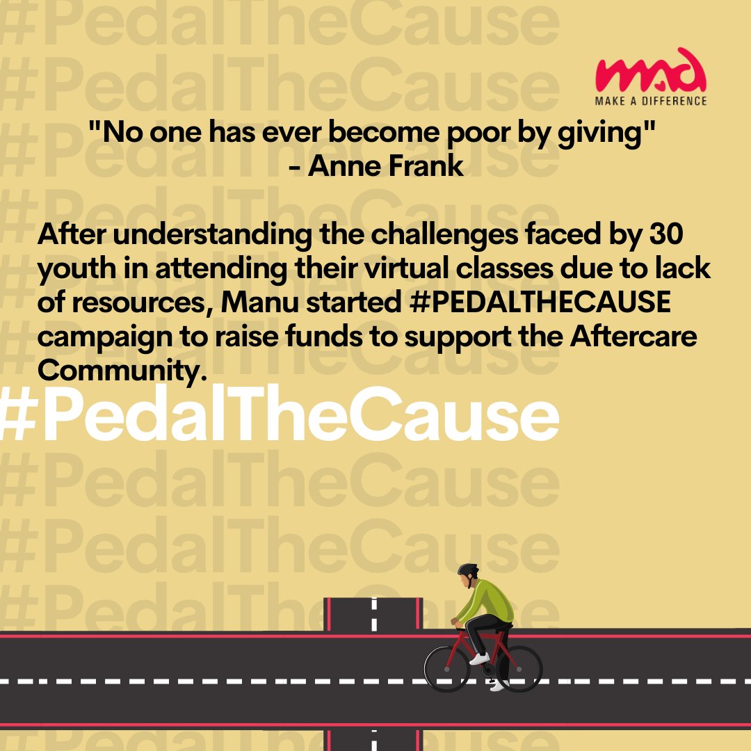 makeadiff's tweet photo. When one can ride a bicycle, support the cause in a small way they can, then show us the route, air up our tires. 🚴🚴‍♀

Huge appreciation for Manu and the aftercare team for making it possible. ❤️

#PedalTheCause #OneBigMAD https://t.co/7FxRrRtAZg