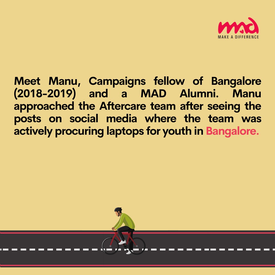 makeadiff's tweet photo. When one can ride a bicycle, support the cause in a small way they can, then show us the route, air up our tires. 🚴🚴‍♀

Huge appreciation for Manu and the aftercare team for making it possible. ❤️

#PedalTheCause #OneBigMAD https://t.co/7FxRrRtAZg