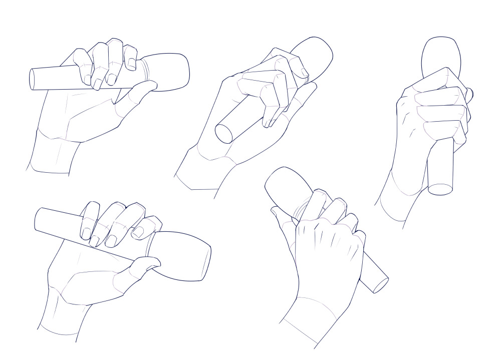 Moa トレスokな手のイラスト 資料集に マイク Microphone を追加しました 基本的な考え方は過去ログの 棒 筒 と同じなので そちらも参照してみてください 資料は全て右手なので適宜反転してご利用ください Hand Refs For Artists T Co