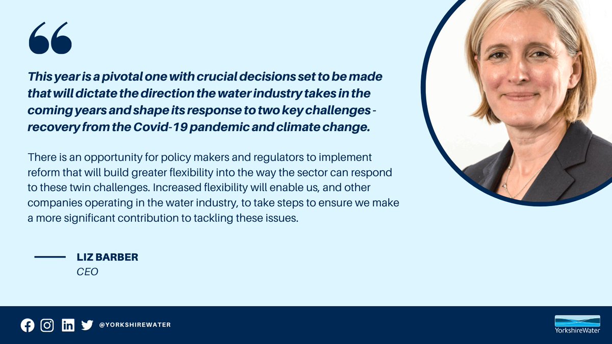 YorkshireWater's tweet photo. Who’s tuning into the 2021 @UtilityWeek Customer Summit? #YorkshireWater's CEO Liz Barber will call for reforms to regulation to help #water companies work with others to meet the challenges of Covid recovery &amp; #climatechange. Follow this thread for updates throughout her speech https://t.co/JC96enqQ91
