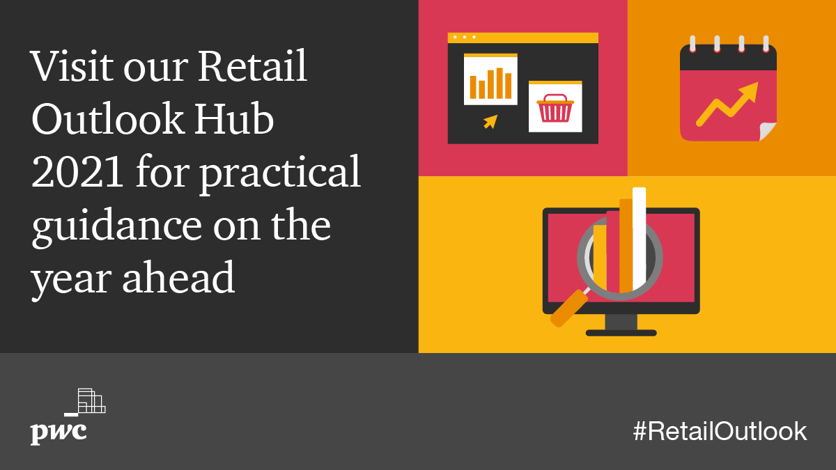TobiasAtWork's tweet photo. Our @PwC_UK #RetailOutlook Hub is live. The hub holds key learnings for 2020 and guidance for retail and consumer goods businesses on where to focus for success in 2021 https://t.co/epkKZ1Gqzz #GoldenQuarter https://t.co/JbZ4DoHIkk