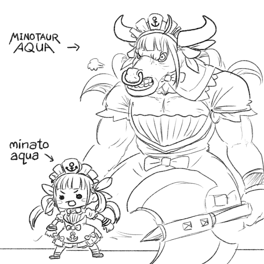 Minato Aqua and Minotaur Aqua
#あくあーと 