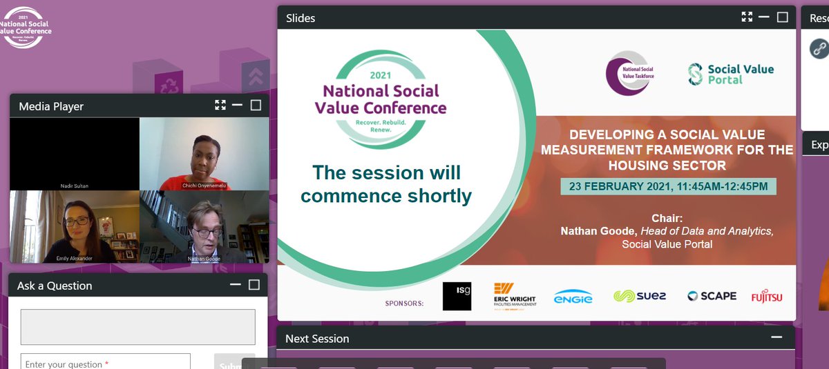 Great to see a fellow Social Value Leadership Group member, Chichi from @HydeHousing... really excited for this session!  #NSVC21