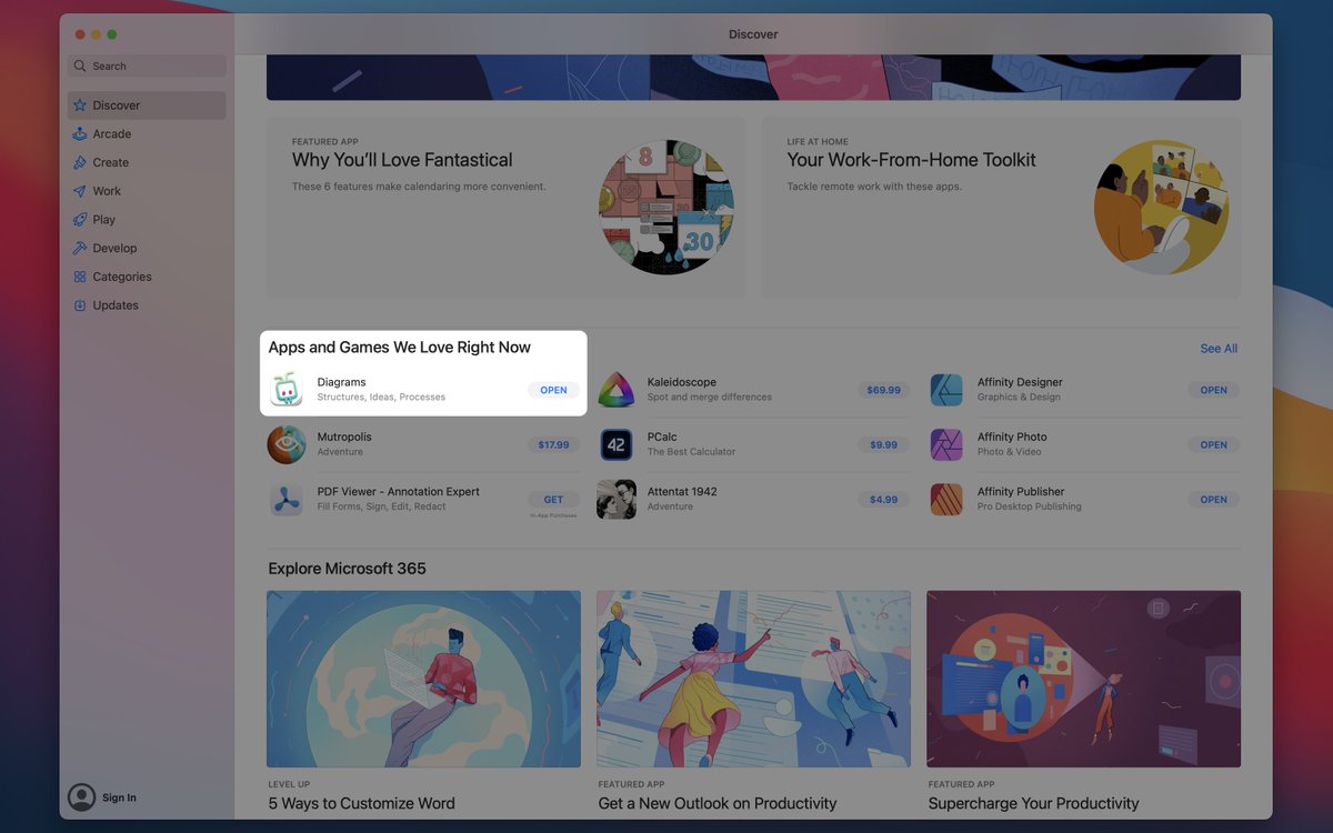 diagramsapp's tweet photo. What a nice surprise was awaiting us on the front page of the Mac App Store! https://t.co/P4BFzOLbM0