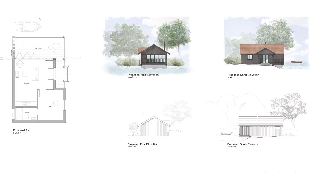 PLANNING APPROVED

Delighted to receive planning approval for a bespoke designed boat house alongside a lake within a clients garden, providing additional flexible accommodation for use a overspill guest space as a working from home space.

#HomeOffice #GuestAccommodation