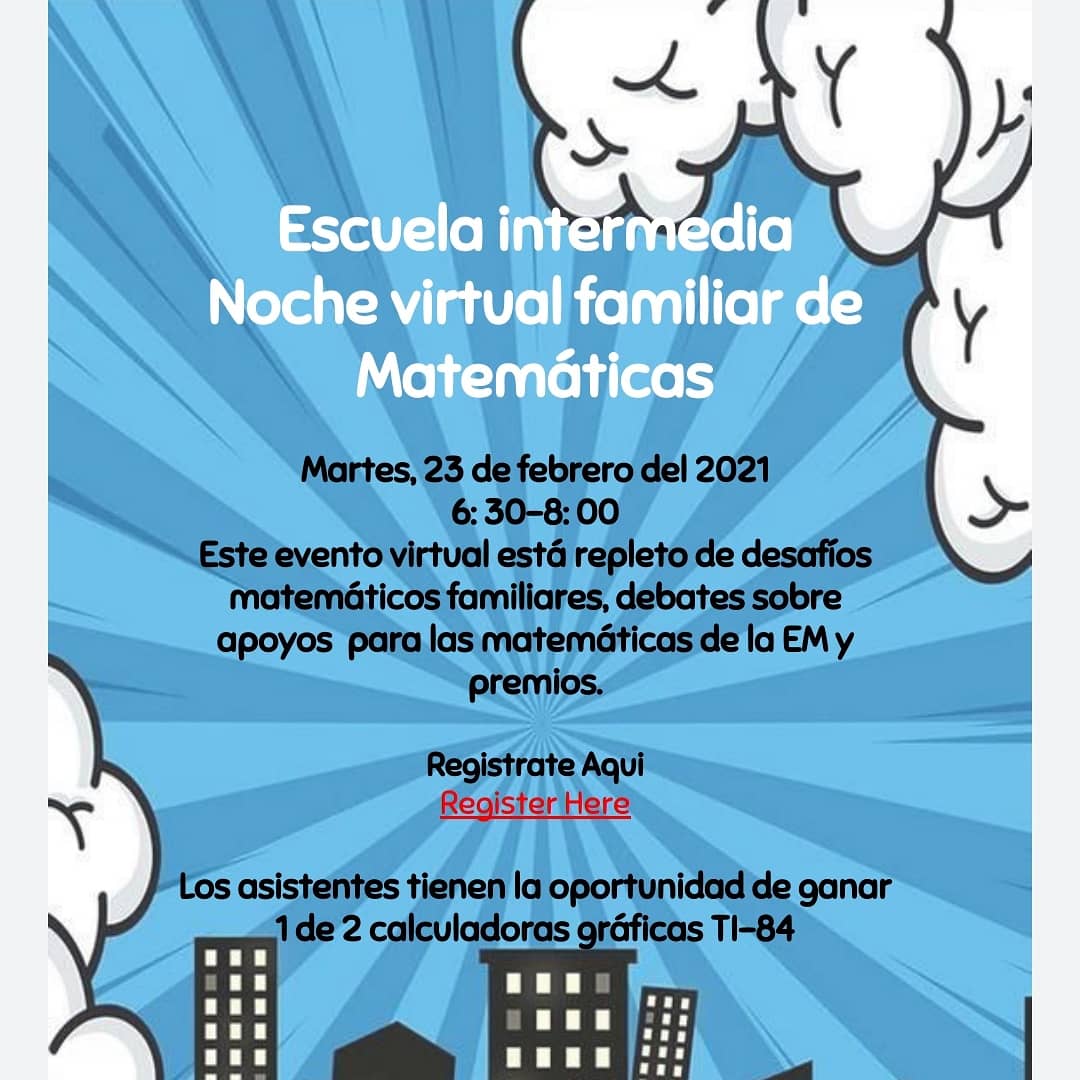 Middle School Math Night tonight!  ➕➗➖🧮
Register here:
zoom.us/meeting/regist…