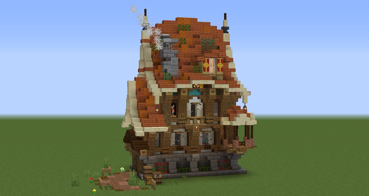 Monaka 軽くファンタジー風の家を1軒 Minecraft マイクラ バニラ建築学部