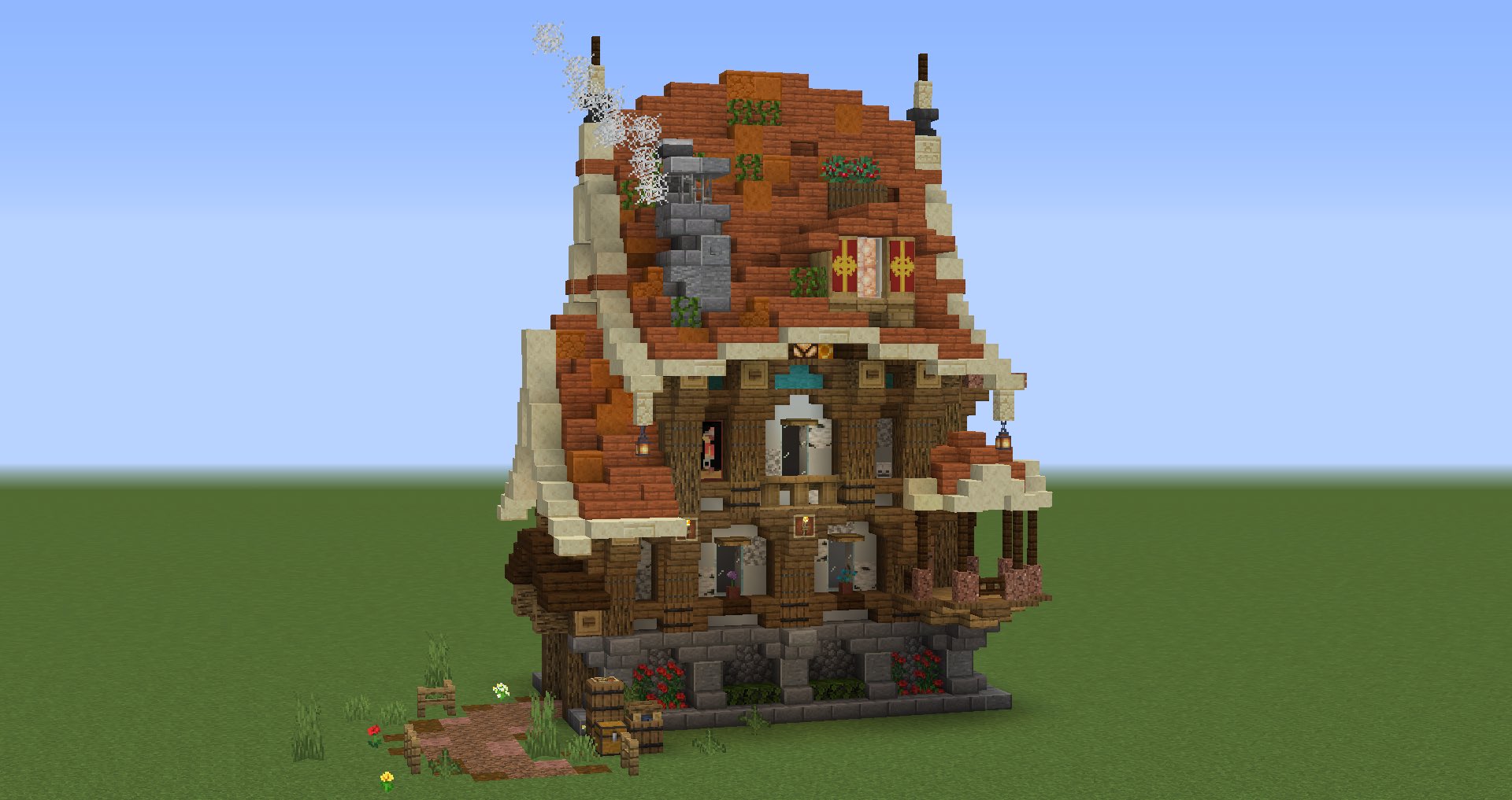 Monaka 軽くファンタジー風の家を1軒 Minecraft マイクラ バニラ建築学部 T Co Fknzs9fkq2 Twitter