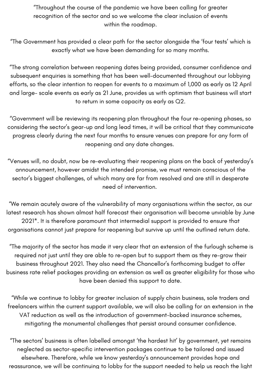 MIAuk's tweet photo. The mia has welcomed the Prime Ministers’ clear consideration for the #events sector in yesterday’s roadmap to reopening. 

Read our chief executive's response 👇
https://t.co/0KKqLxuIzy https://t.co/ZlTeKYovbV
