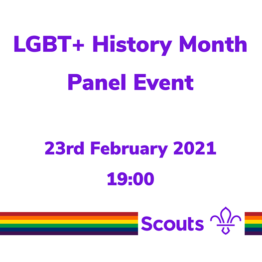 UK Scout HQ are running a really cool LGBT+ History Month Panel Event tonight! Find out more and register here: scouts.org.uk/events/2021/lg…