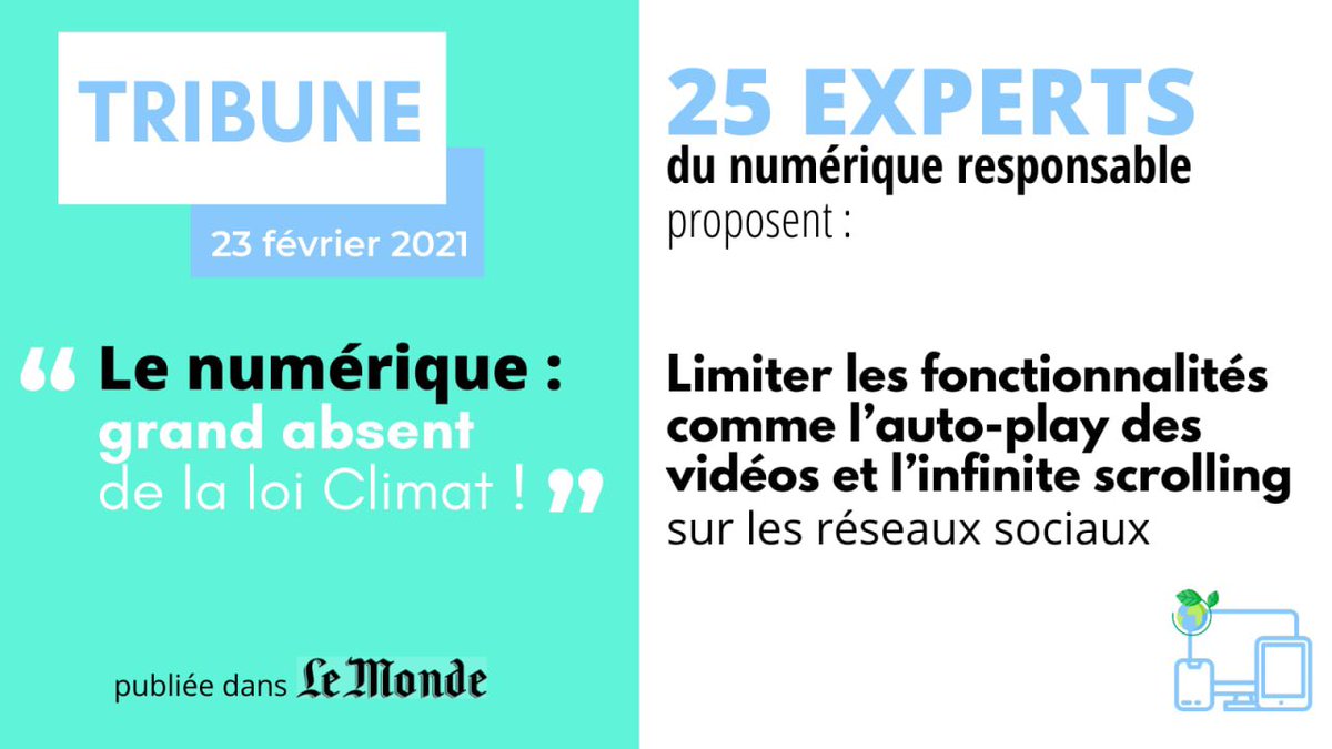 🖥 La sobriété numérique doit passer par une meilleure gestion de notre consommation numérique. 

👉 Abandonnons certaines fonctionnalités comme l'auto-play des vidéos et l'infinite scrolling sur les réseaux sociaux

Thread👇