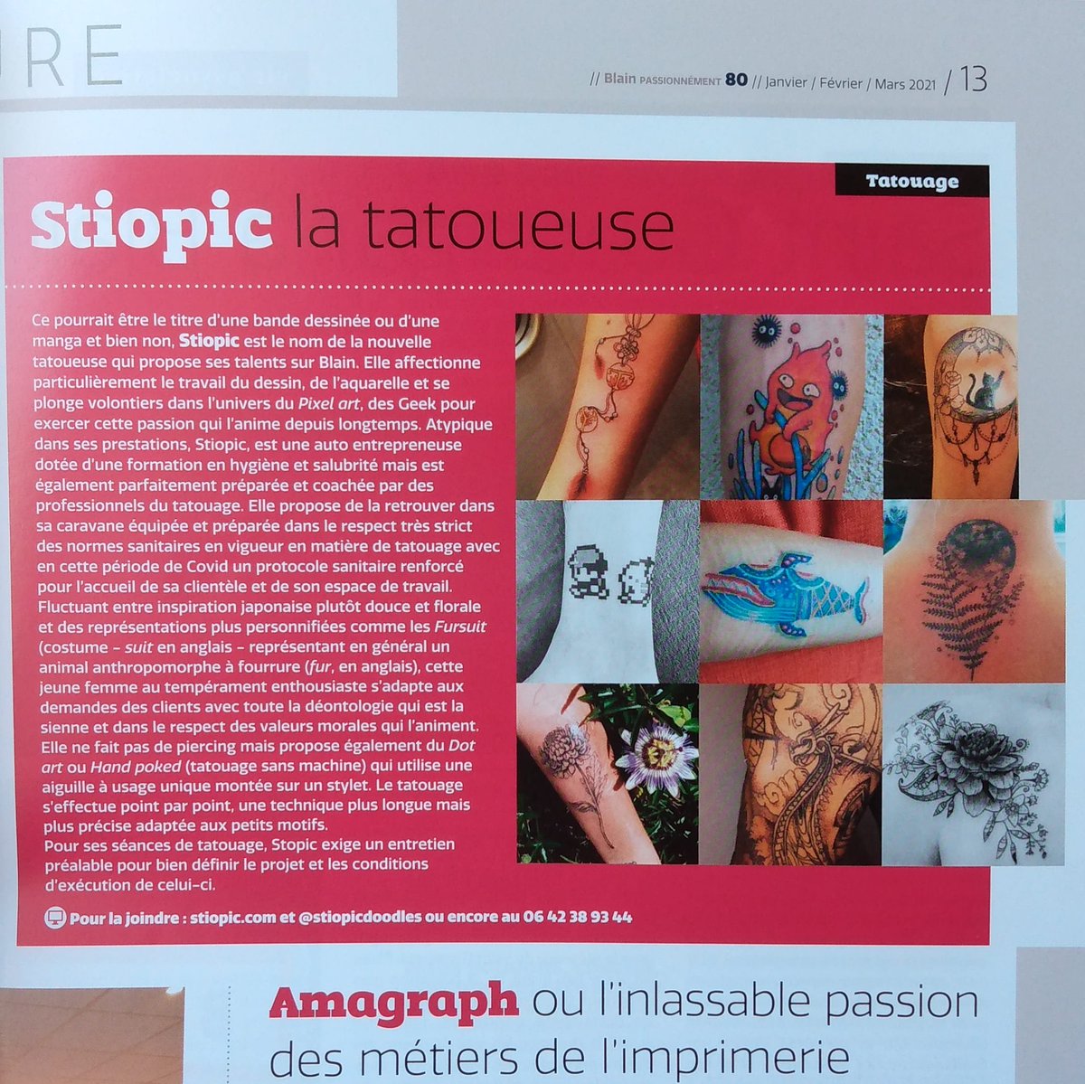 umbasa_ink's tweet photo. Bonjour, allez zou aujourd'hui je me la pète avec mon article dans le #blainpassionnement, le magazine de l'information municipal de ma ville. 😊 Ça fait chaud au coeur quand même. Allez je retourne à mes dessins.  Bisous. #magazine #pub #article #articlejournal #articlemagazine https://t.co/0i3zVpIeCy