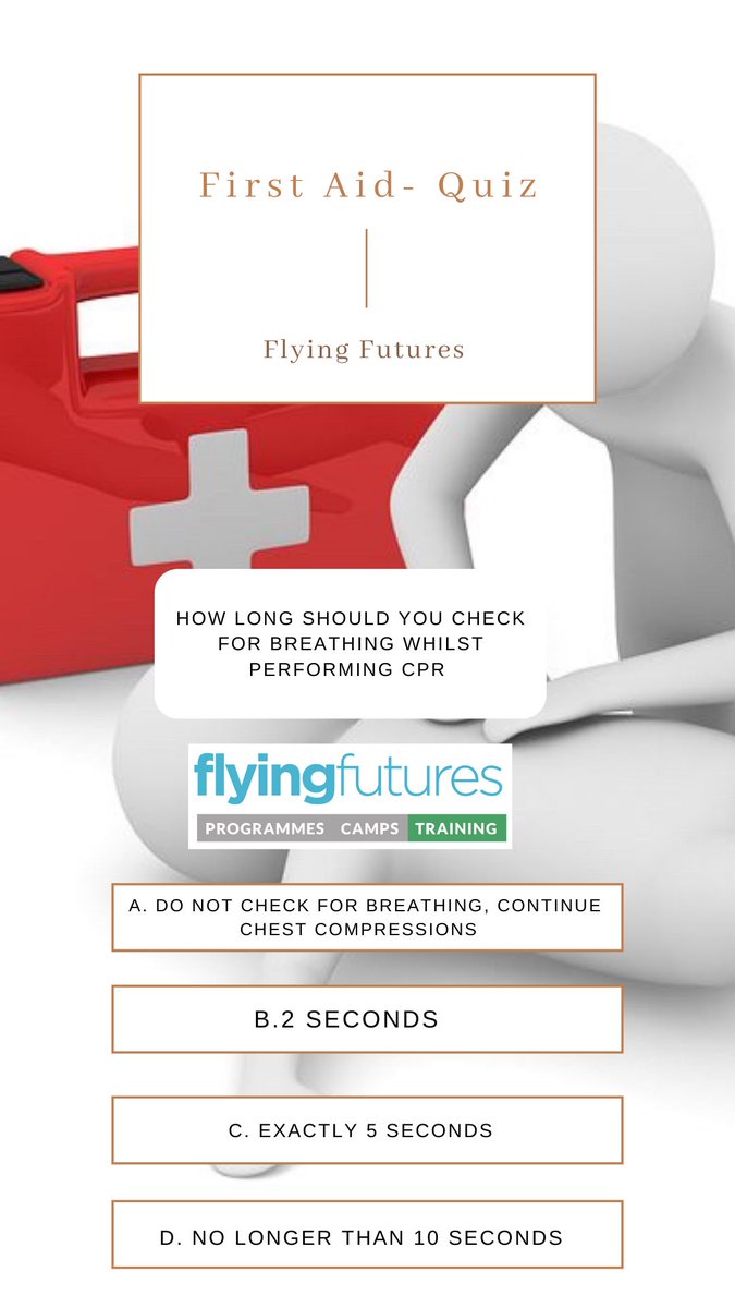 FlyingFutures's tweet image. The final question, how are you getting on so far?

Make sure you finish strong by getting the last one correct!

Let us know your answer in the comments below!

#finale #finalquestion #firstaid #firstaidtraining #facts