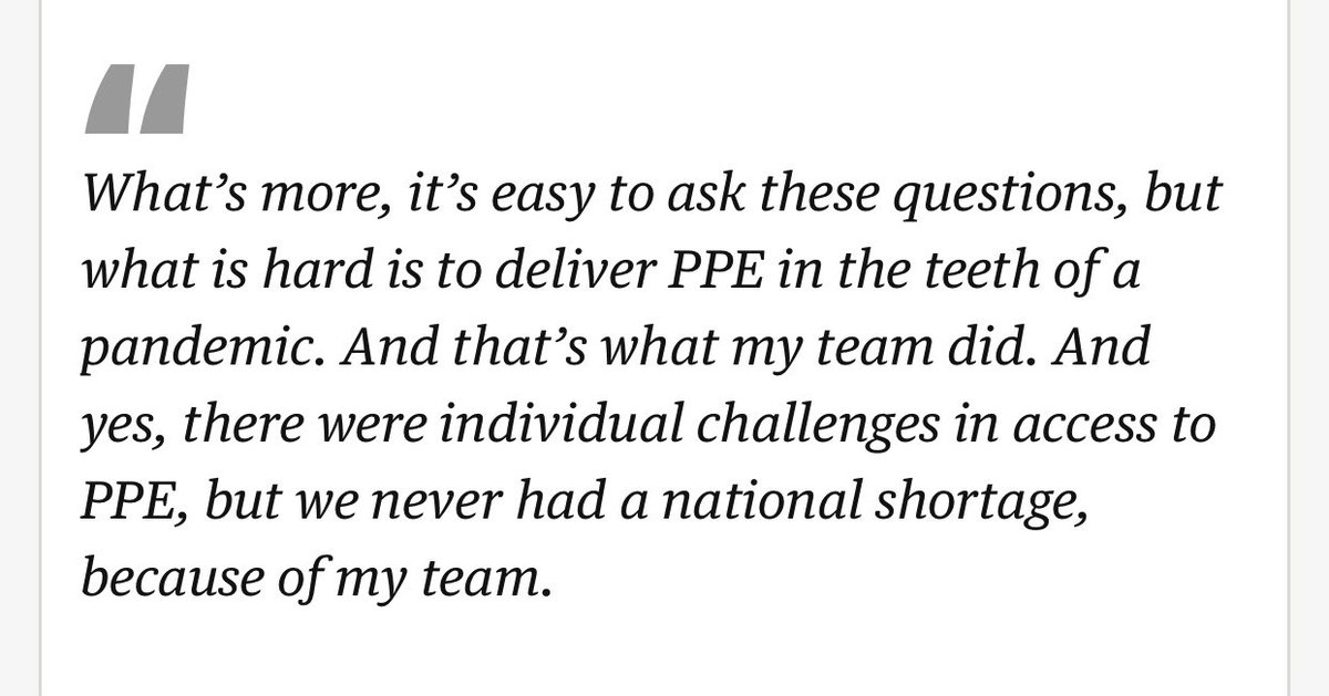 These words on <a href="/BBCRadio4/">BBC Radio 4</a> from <a href="/MattHancock/">Matt Hancock</a> are categorically not true. 

I say this as someone who *begged* local veterinary practices &amp; schools for masks &amp; visors. Whose hospice nearly closed down through lack of PPE. This was happening up &amp; down the country. It was horrendous.
