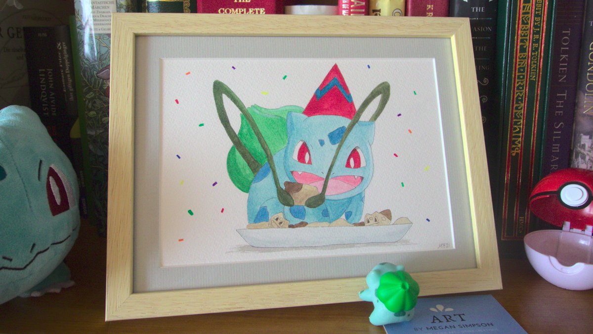 mycosaur's tweet photo. Loving my Bulbasaur with Bulbasaur cookies painting so much! 
(Art by @mgnsmpsn ) https://t.co/s8ZV6z9EyL