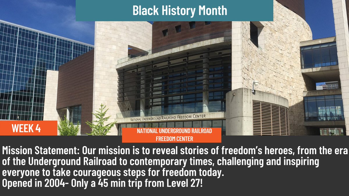 Level27Apts's tweet photo. We wanted to highlight the National Underground Railroad Freedom Center for our final week of #BlackHistoryMonth!
An incredible resource that is relatively close to home!
If you get a chance, take a trip an visit this important museum!
#NationalUndergroundRailroadFreedomCenter https://t.co/GLJnlRfofy