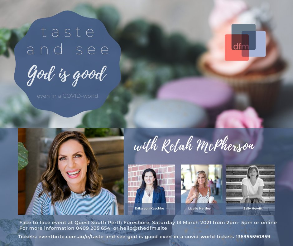 DesignForMore's tweet image. I am really looking forward to having @RetahMcPherson join via Zoom for our 'Taste and See that God is good' event on 13 March 2021. #toolkit #overcoming #perthisokay Tickets are available on Eventbrite.