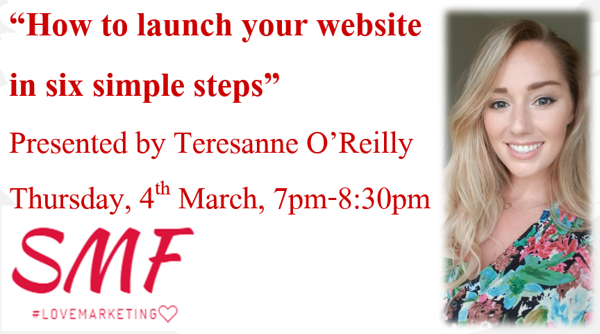 With just over a week to go, make sure to book your place at our next "#Marketing Done Smart" #webinar. Presented by a #branding and #digitalmedia expert Teresanne O'Reilly to learn about how to launch your #website. #LoveMarketing

Book your place here: bit.ly/2MndEzC