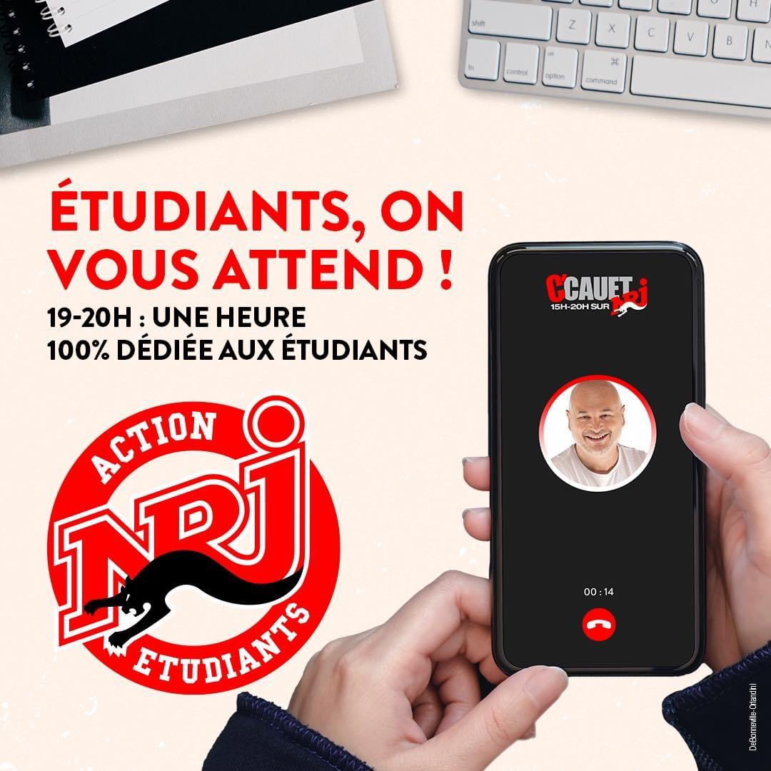📚 De 19h à 20h chez Cauet sur #NRJ, c’est une heure dédiée aux étudiants ! #NRJactionEtudiants