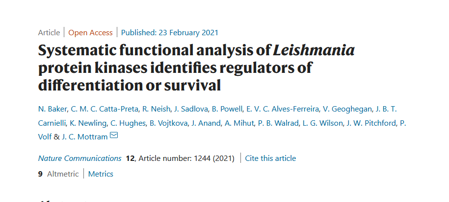 Congrats @CCattaPreta for this great paper just published in <a href="/NatureComms/">Nature Communications</a> in collaboration with <a href="/Mottram_group/">Jeremy Mottram</a> from <a href="/uniofyork/">University of York</a>. 

Carolina is a post-doc at #CQMED and our expert in #Leishmania #kinases

#openaccess 

nature.com/articles/s4146…