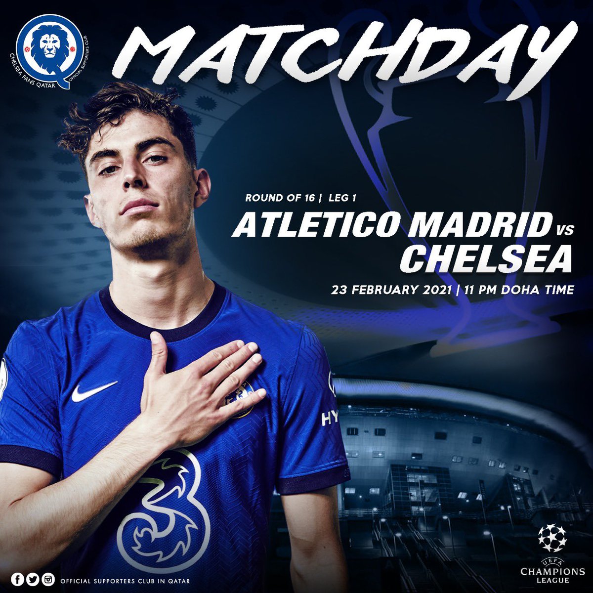 Champions League!!
Round Of 16 
Atletico Madrid vs Chelsea
KTBFFH 💙

#cfc #chelsea #cfq #chelseafanqatar #blues #uefachampionsleague #ucl #officialsupportersclub #doha #qatar #atleticomadrid