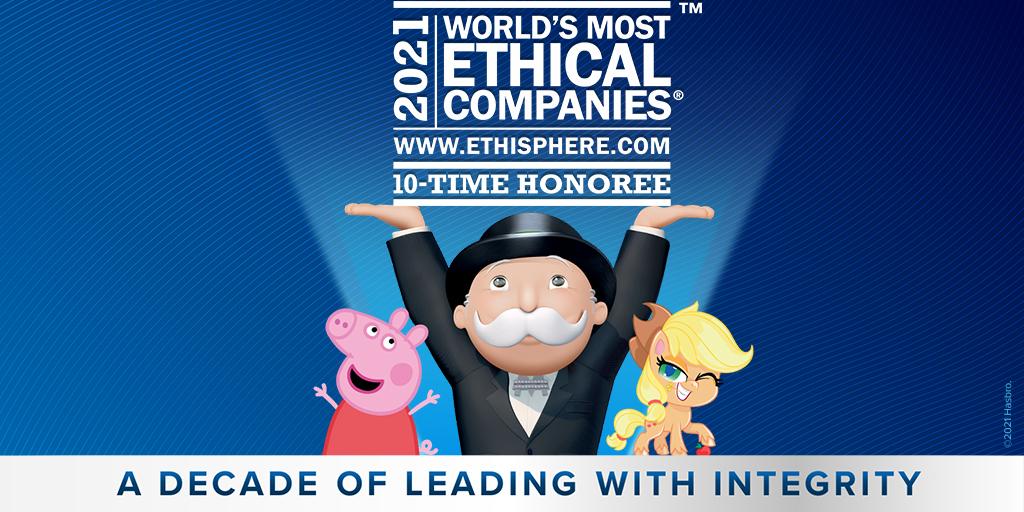 We’re proud to be recognized for the 10th consecutive year as one of <a href="/ethisphere/">Ethisphere</a>’s 2021 World’s Most Ethical Companies.
corporate.hasbro.com/en-us/articles…