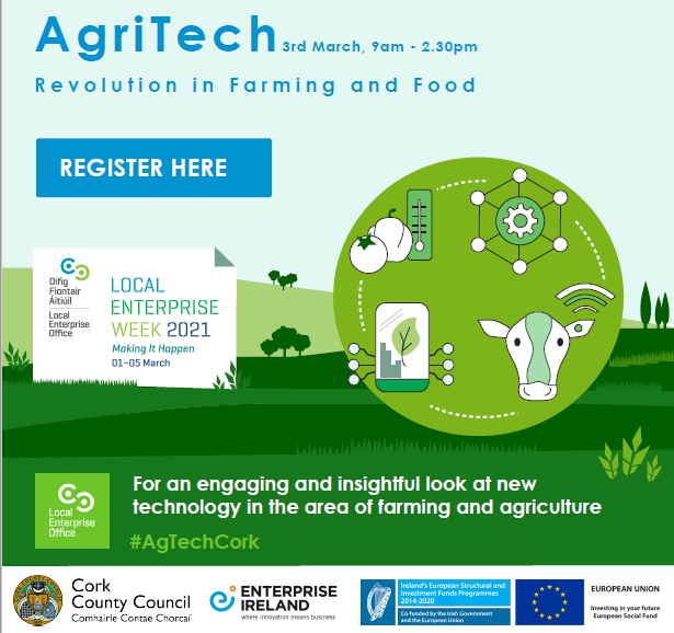 As part of Local Enterprise Week 2021, Nimbus will be exhibiting at the AgriTech Revolution in Food and Farming
on March 3rd, 9.30am - 2pm. Join us for an engaging and insightful look at new #technology in the area of #farming and #agriculture.

localenterprise.ie/SouthCork/Trai…