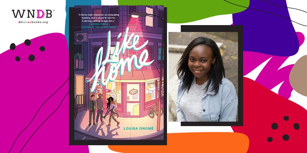 Graphic featuring the WNDB logo, the cover art for LIKE HOME, and Louisa Onomé's headshot.